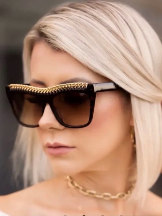 Stella McCartney Accessories - Stella McCartney Brown & Gold Chain Oversized Sunglasses